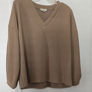 Cozy Taupe V-Neck Pullover